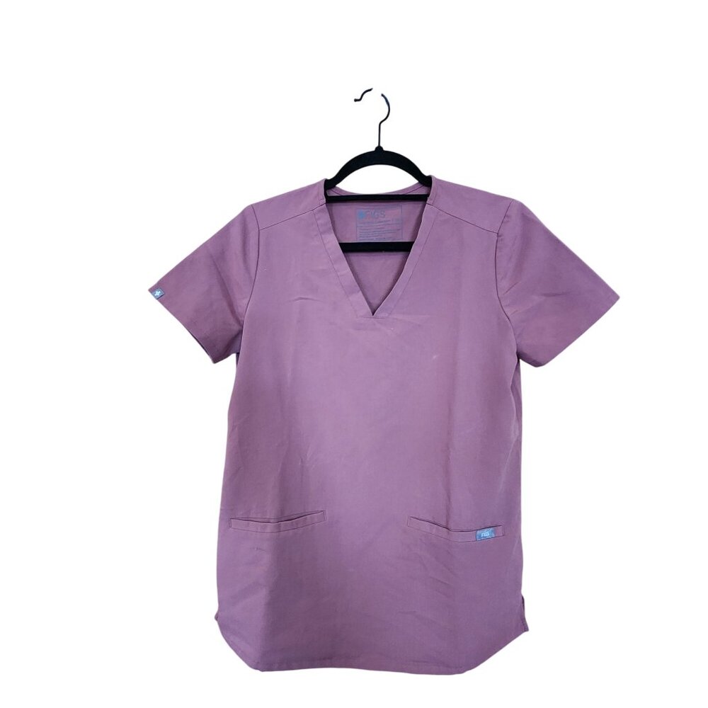 Figs Mauve Technical Collection Scrub Top XS Short Sleeve V-Neck Womens Healthca